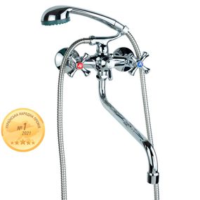 Змішувач PL 1/2" для ванни гусак вигнутий дивертор вбудований кульовий AQUATICA (PL-5C455C) 9777220