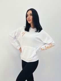 Женское весеннее худи с принтом колоски GF4195 цвет белый, размер 46/48