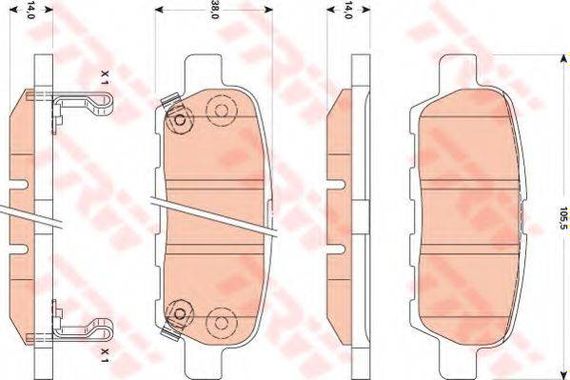 Колодка гальм. диск. INFINITI FX, NISSAN X-TRAIL (T30) задн. (вир-во TRW) TRW GDB3507 на NISSAN X-TRAIL (T31)