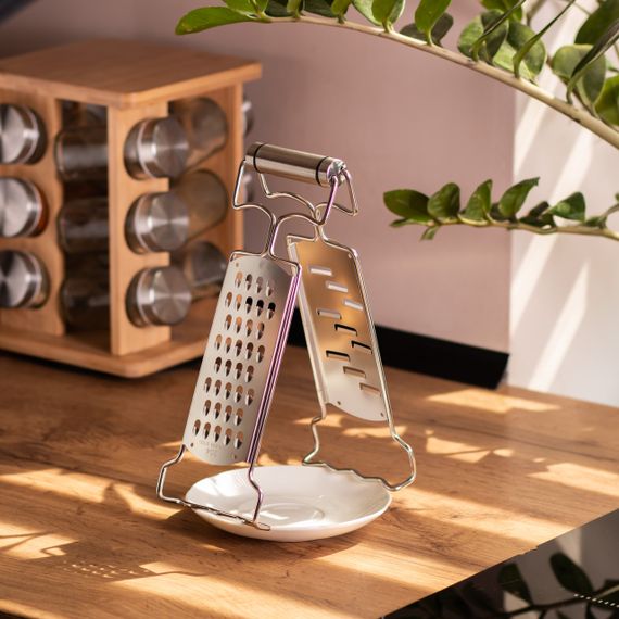 Терка кухонна з нержавіючої сталі  9×4×24 (см) ручна двостороння терка для овочів | Зображення 4