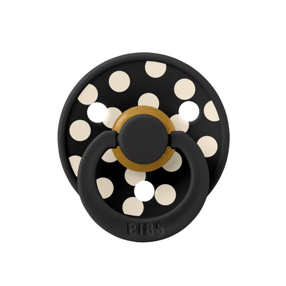 Соска пустушка BIBS Polka Colour Latex кругла 6-18 міс Black / Ivory
