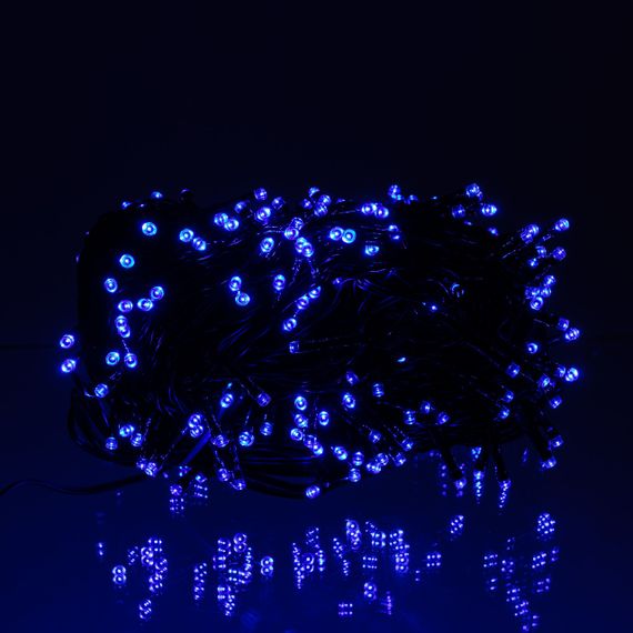 Новорічна гірлянда вулична 100 м 1000 LED із сонячною батареєю 8 режимів роботи чорний провід Синій SB1000L100MBBL
