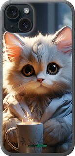 Чохол на iPhone 15 Plus Білий кіт "5646u-3097-2448"