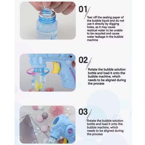 Пістолет з мильними бульбашками Space Bubble Gun (2 pack bottle - 50+50ml) Blue | Зображення 6