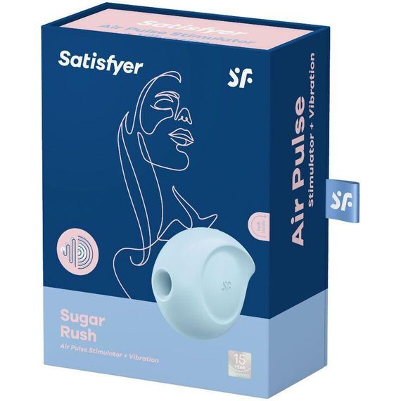 Вакуумный клиторальный стимулятор с вибрацией Satisfyer Sugar Rush Blue (мятая упаковка!!!) Sex Aura | Зображення 4