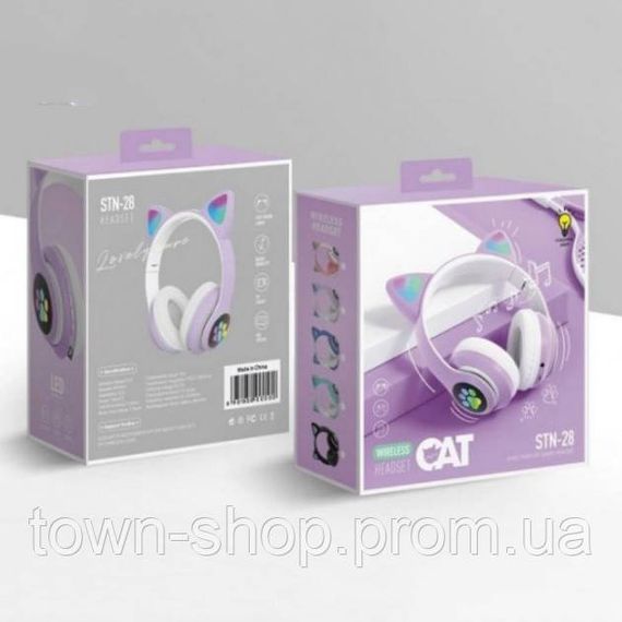 Беспроводные LED наушники с кошачьими ушками CAT STN-28. Цвет: фиолетовый | Зображення 5
