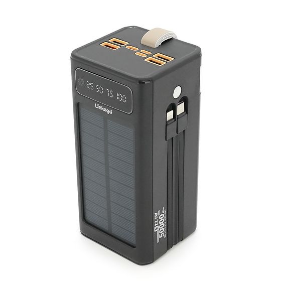 Power bank Linkage LKP-47 50000mAh, Solar, 22.5W, Кабелю Туре-С+Lighting, 1,060 kg, Black, Blister | Зображення 3