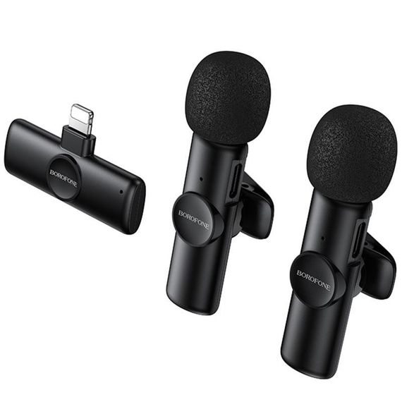 Петличный беспроводной микрофон Borofone BFK16A Winner dual-mic Type-C Black | Зображення 4