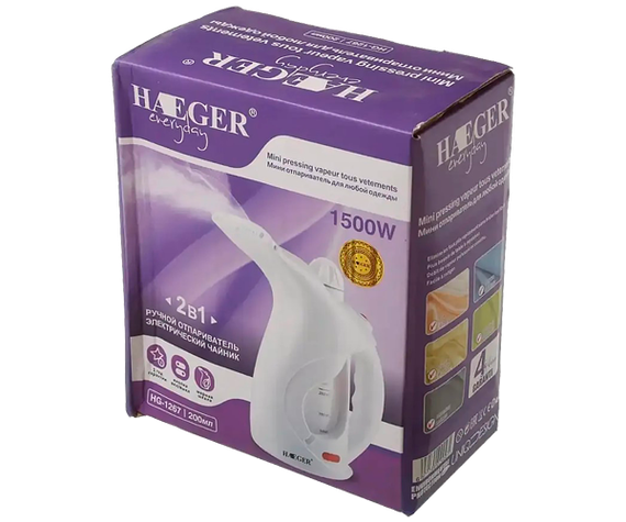 Отпариватель Haeger HG-1267 21 х 10 х 15 см вертикальное отпаривание 1500 Вт белый (HG-1267_281) | Зображення 5