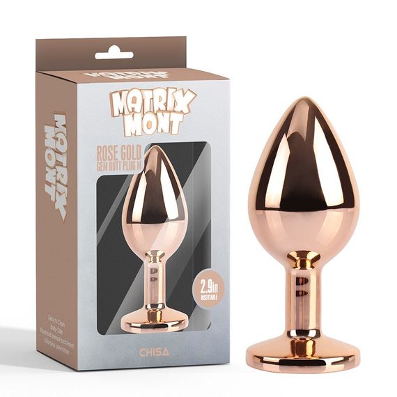 Анальна пробка золота CHISA MATRIX MONT з різнокольоровим каменем, розмір M Sex Aura