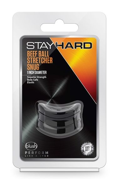 Ерекційна насадка Stay Hard Beef Ball Stretcher Snug чорна, 3.8 см | Зображення 2
