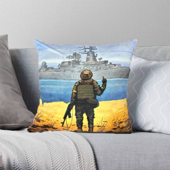 Подушка патріотична 3D "Рyсский воєнний корабль йди ..." 2692_D 12677 35х35 см | Зображення 1