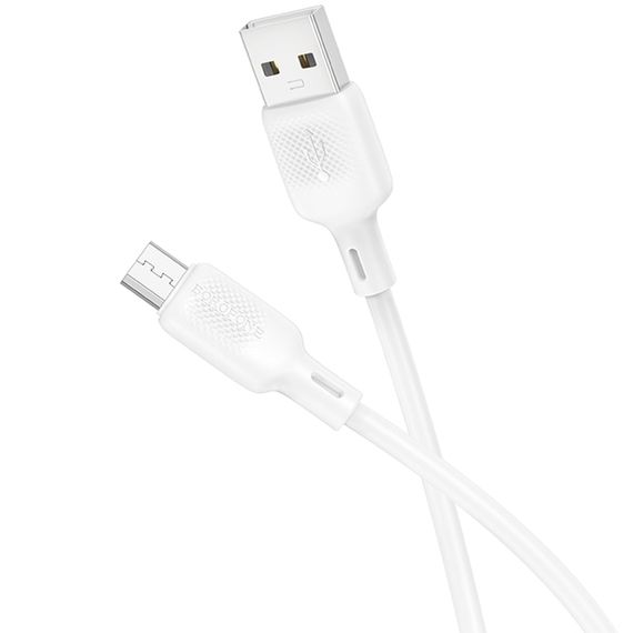 Дата кабель Borofone BX113 Lenny USB to MicroUSB 2.4A (1m) White | Зображення 1