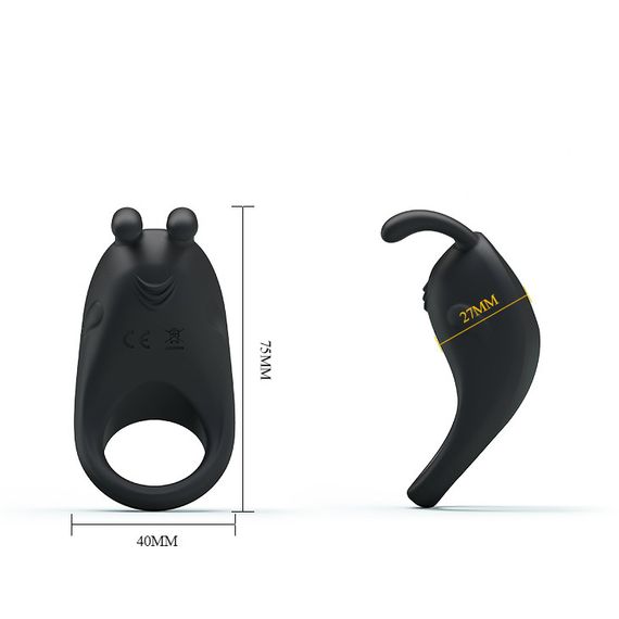Ерекційне віброкільце Pretty Love Rabbit Vibrator з кліторальною стимуляцією, чорне Sex Aura | Зображення 7