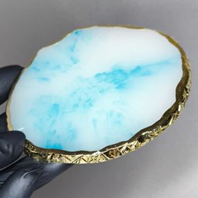 Кругла палітра для замісу гель-лаків (блакитна) 9см