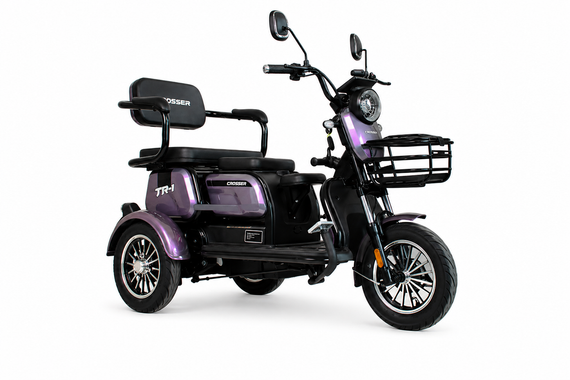 Електротрайк Crosser TR-1 1500W 72V 20Ah, триколісний електроскутер, до 55 км, для дорослих та літніх Фіолетовий | Зображення 5