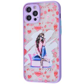 Чехол для Apple Iphone 12 Pro Max фиолетовый WN-590 с сердечками