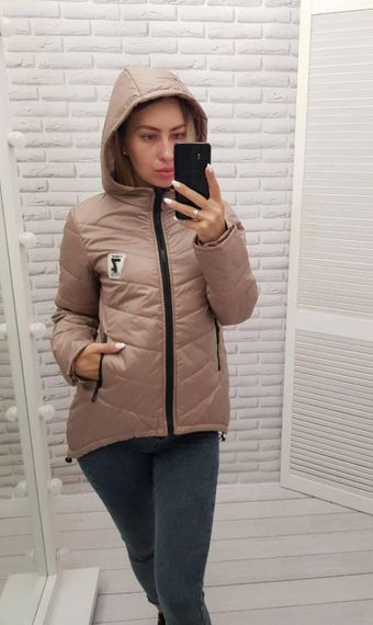 Жіноча демісезонна куртка з емблемою, арт.210/7, кава | Зображення 8