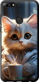 Чохол на Huawei Honor 7C Pro Білий кіт "5646b-2070-2448"