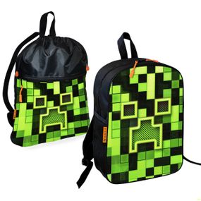 Школьный рюкзак детский Minecraft + Сумка для обуви спортивной формы рюкзак-мешок  для мальчика (01714)