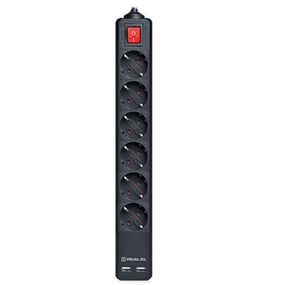 Сетевой фильтр питания REAL-EL REAL-EL RS-6 PROTECT USB, 5m, black (EL122300018) (EL122300018)