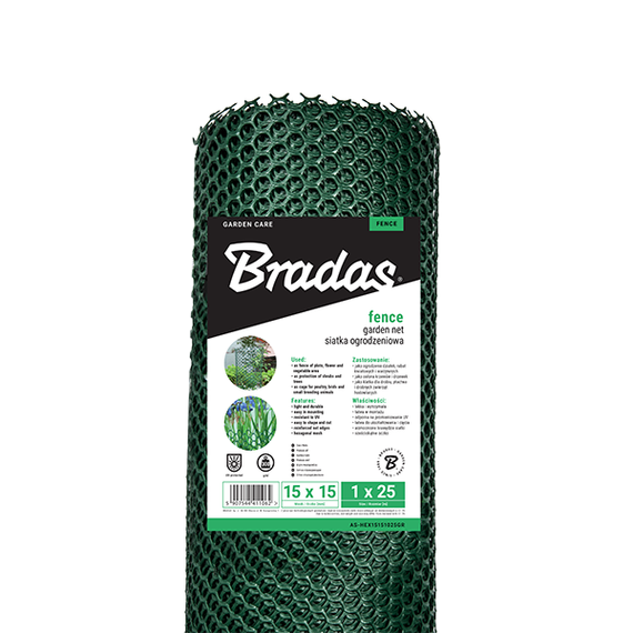 Сітка огороджувальна Bradas садова 6х6 мм 300 г/м² 1x25 м AS-SQ06061025GR | Зображення 1