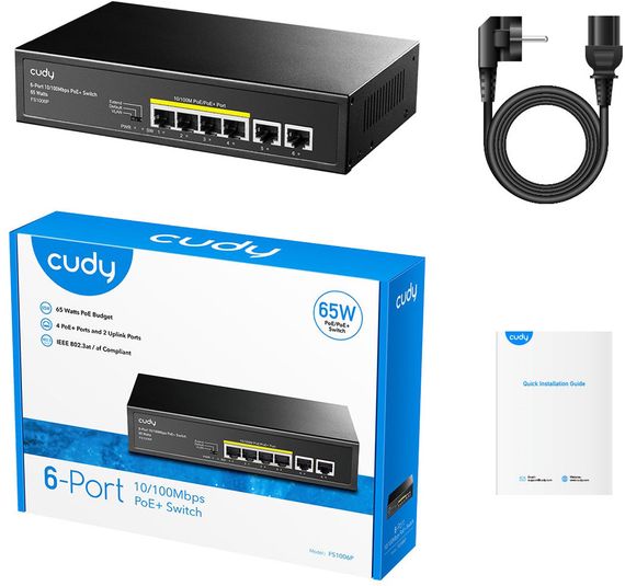 Комутатор Cudy FS1006P, 6 портовий 10/100M PoE+Switch 60W | Зображення 4