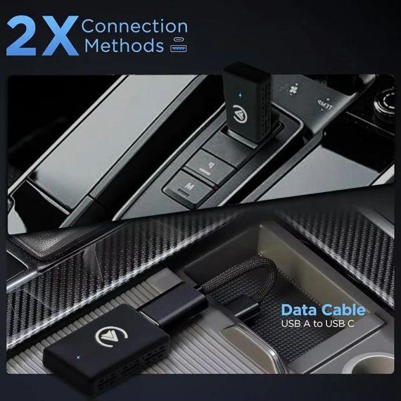 Бездротовий адаптер 2 в 1 CarPlay Android Auto Car Smart Box USB-A, чорний | Зображення 4