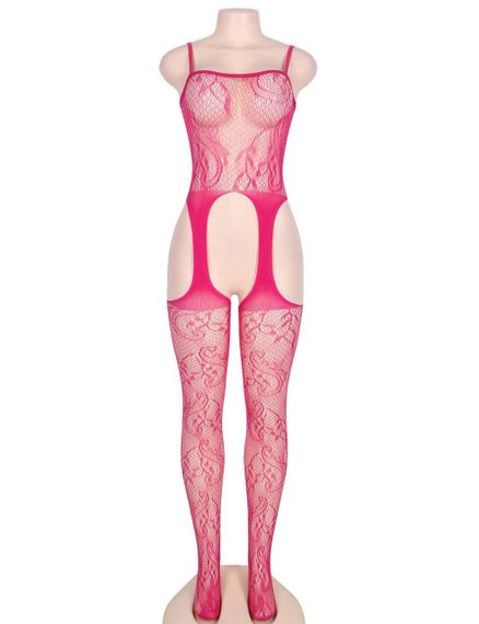 Бодістокінг ажурний з імітацією панчох Star Night рожевий XS-M sexstyle | Зображення 3