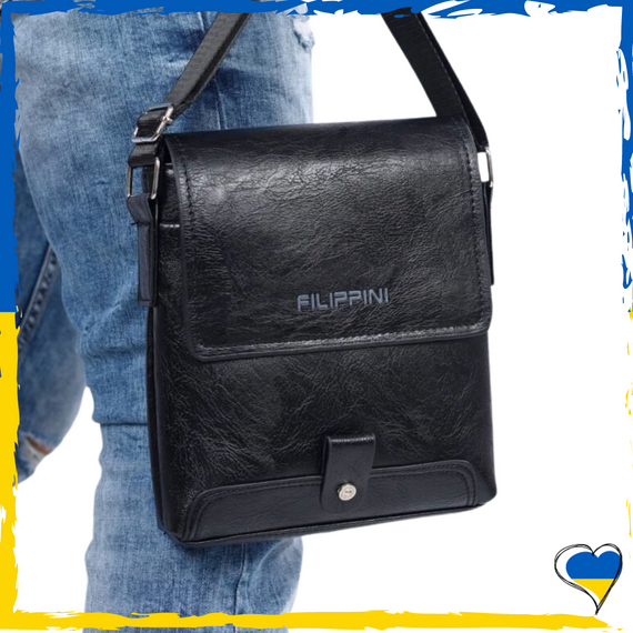 Сумка через плече чоловіча. Сумка чоловіча з якісної екошкіри. Сумка чорна чоловіча