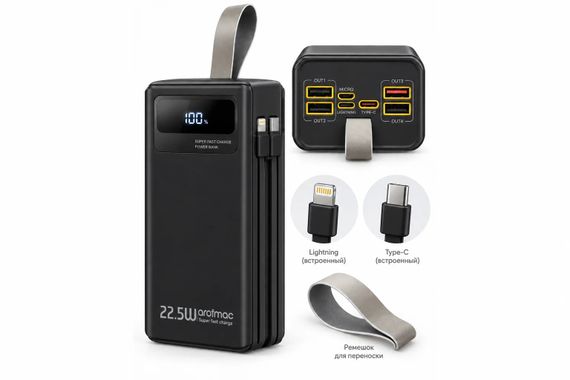 Чорний Power Bank Aroimac ORA503 40000 mAh | Зображення 2