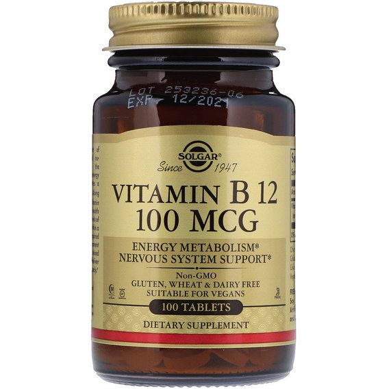 Витамин Б12 Solgar Vitamin B12 100 mcg 100 Veg Tabs SOL-03180