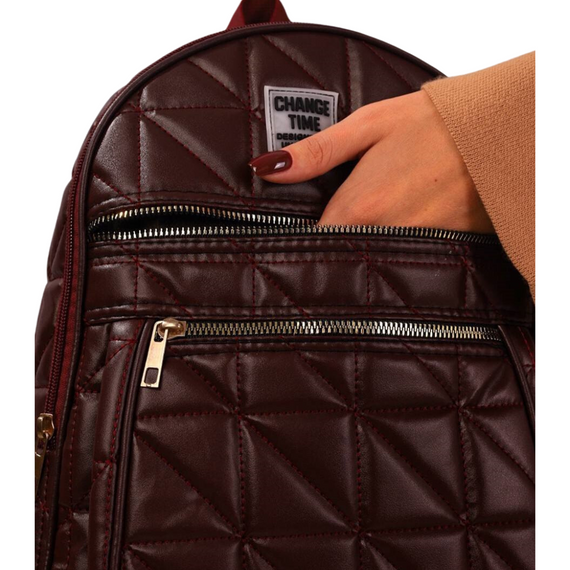 Рюкзак жіночий з екошкіри баклажановий на 3 відділення | Зображення 1