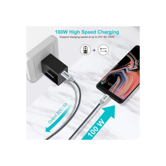 Дата кабель USB 2.0 Type-C to Type-C 1.8m 100W Choetech (XCC-1002-GY) | Зображення 1