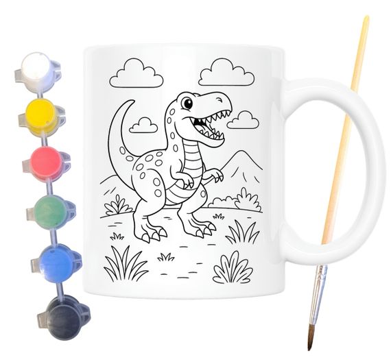 Набор для творчества кружка раскраска Динозавр Тиранозавр Рекс 330 мл белая (КР0154)