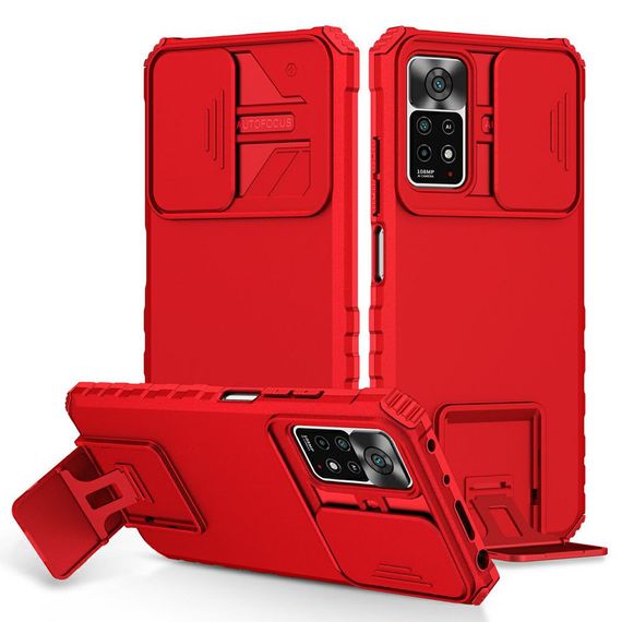Чохол Kickstand із захистом камери для Xiaomi Redmi Note 11 4G / 11s / Note 12s колір Червоний