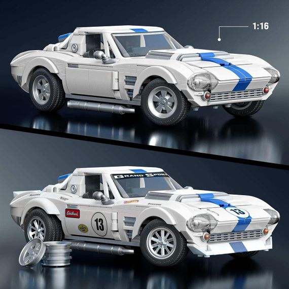 Премиум машинка-конструктор Mattel Brick Shop Hot Wheels Elite Corvette Grand Sport 918 деталей | Зображення 4