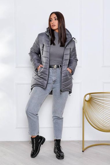 Елегантна жіноча парка, арт. 300, темно сірий графіт | Зображення 3