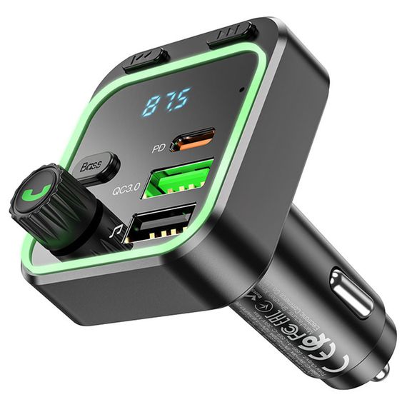 АЗУ FM модулятор Borofone BC53 Highway PD20W+QC3.0 (2USB-A/1C) Black | Зображення 2