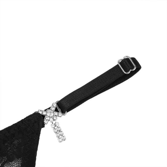 Мереживні стрінги StarNight з прикрасами стразами, чорні, S sexstyle | Зображення 7