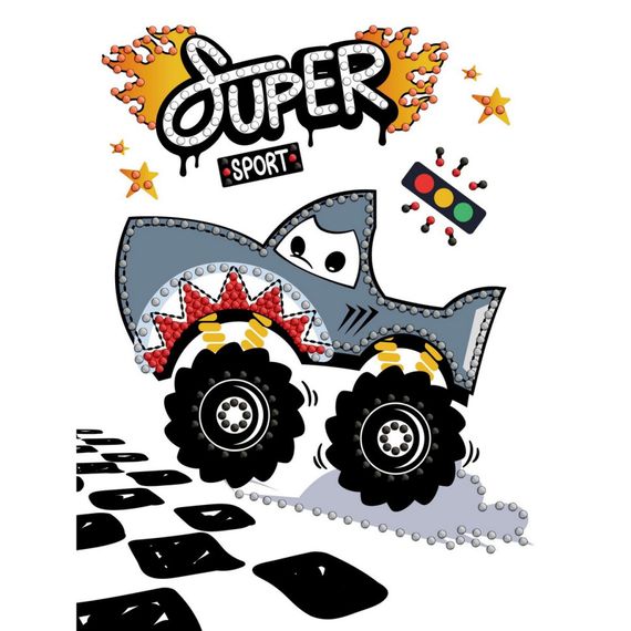 Алмазна мозаїка з частковою викладкою "Машина-акула" AMV1230, 15х20 см