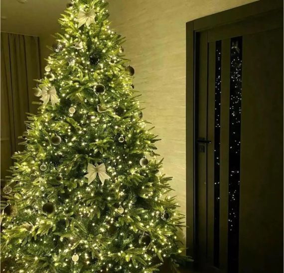 Світлодіодна гірлянда Роса 200 метрів, діоди теплого білого кольору на зеленому дроті, 2000 LED, з пультом керування | Зображення 4