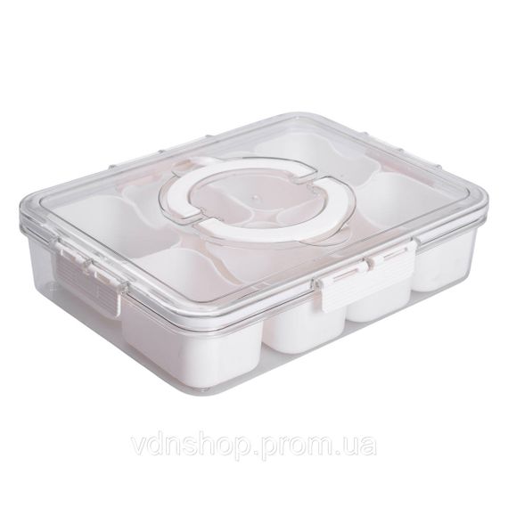 Контейнер для їжі з 8 відсіками 31х24х7 см судок для їжі пластиковий 2.5 л Білий HP-27-3