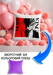 Подушка плюшева Мерч Крафт Дизайн з принтом аніме bleach бузковий плюш квадратна 33х33 см