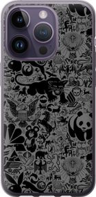 Чехол на iPhone 14 Pro Чёрно-серый стикер бомбинг "2432u-2646-17620"