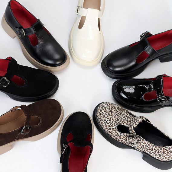 Замшеві демі туфлі на ремінці натуральна замша низький хід колір Шоколад | Зображення 9