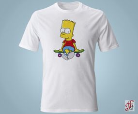 Футболка з принтом SIMPSONS Барт сидить на скейті. S