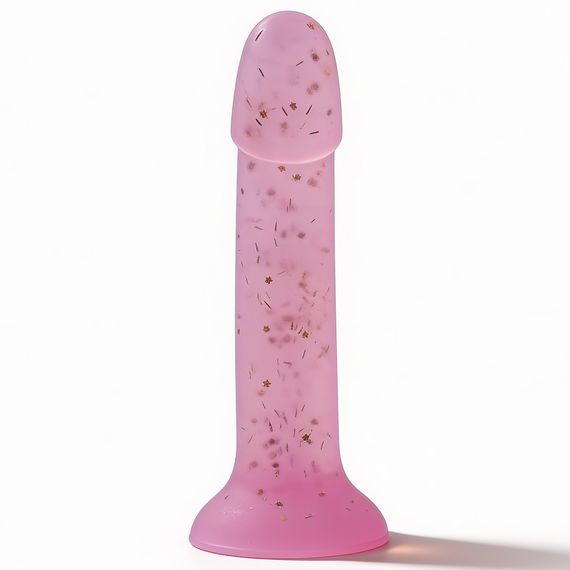 Фаллоимитатор силиконовый ALUME на присоске, нежно-лиловый с глиттером Sex Aura | Зображення 3