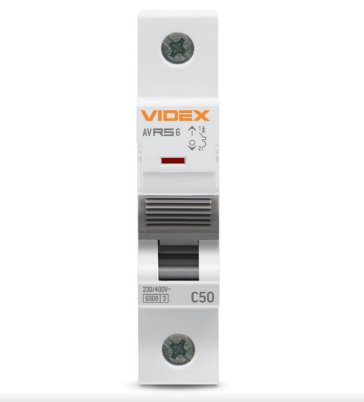 Автоматичний вимикач 1P 50А 6 kA VF-RS6-AV1C50 Resist Videx | Зображення 1