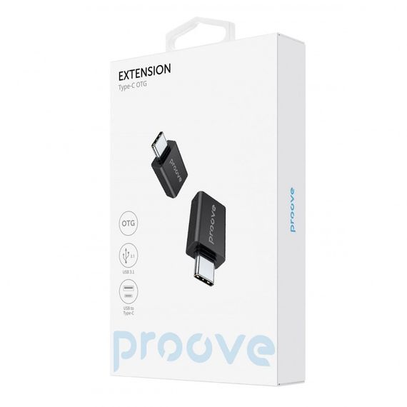 Перехідник OTG Proove Extension USB to Type-C black | Зображення 1